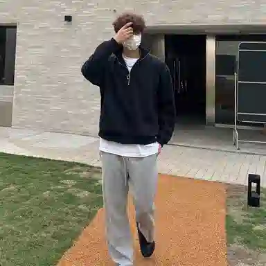 虫小绿 美式复古半拉链立领长袖上衣外套春秋季潮牌宽松简约百搭休闲纯色高领套头卫衣 男女同款