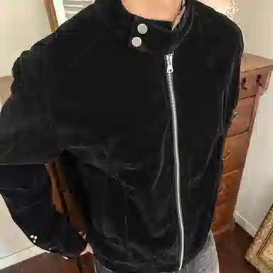 虫小绿 美式春秋季复古绒皮工艺立领哈灵顿短款外套潮流高级感时尚痞帅休闲百搭情侣款上衣夹克 男女同款