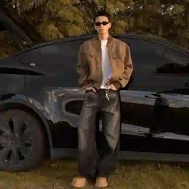 虫小绿 美拉德短款工装做旧外套男春秋水洗潮牌棒球服美式复古哈灵顿拉链休闲上衣夹克 男女同款