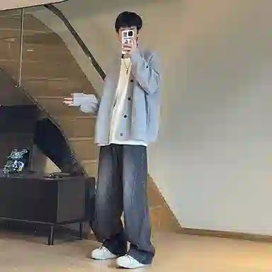 虫小绿 华夫格开衫外套男春秋季宽松长袖上衣美式潮牌时尚休闲百搭舒适帅气情侣装穿搭慵懒卫衣 男女同款