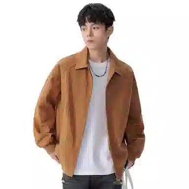 虫小绿 美式复古基础款水洗翻领宽松休闲哈灵顿工装外套春秋季潮流设计感百搭经典无性别棒球服夹克 男女同款
