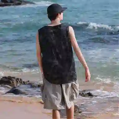 虫小绿 美式复古高阶字母宽松水洗做旧坎肩运动百搭吸湿排汗圆领休闲背心 男女同款