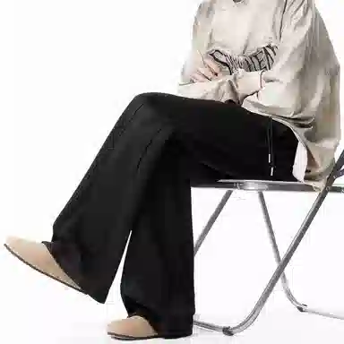 虫小绿 美式复古重磅解构纯色弯刀宽松直筒百搭阔腿运动休闲裤 男女同款
