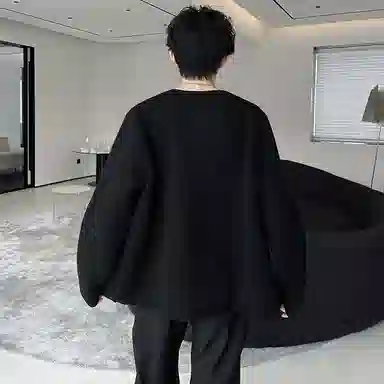 虫小绿 日韩系列高级感纽扣装饰设计学院风毛衣外套无性别主义松弛慵懒感宽松休闲百搭上衣服舒适简约拉链开衫针织衫 男女同款