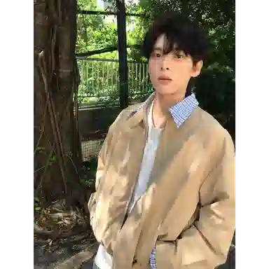虫小绿 美式复古撞色拼接格子假两件外套秋季潮牌宽松翻领上衣开衫情侣休闲夹克 男女同款