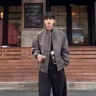 虫小绿 美式教练飞行员外套春秋季潮流常规基础款高级感百搭痞帅硬汉纯色立领上衣廓形三防宽松休闲拉链棒球服夹克 男女同款