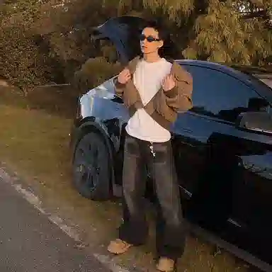虫小绿 美拉德短款工装做旧外套男春秋水洗潮牌棒球服美式复古哈灵顿拉链休闲上衣夹克 男女同款