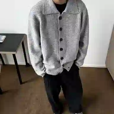 虫小绿 慵懒风立领单排扣设计开衫美式潮牌嘻哈街头痞帅复古高街时尚百搭无性别主义潮流个性小众休闲针织衫 男女同款