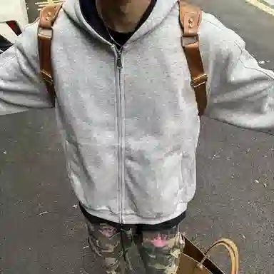 虫小绿 春秋季小众设计感美式高街内外撞色高级感情侣开衫外套双拉链宽松休闲百搭潮牌简约通勤廓形长袖重磅连帽卫衣 男女同款