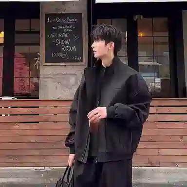 虫小绿 美式教练飞行员外套春秋季潮流常规基础款高级感百搭痞帅硬汉纯色立领上衣廓形三防宽松休闲拉链棒球服夹克 男女同款
