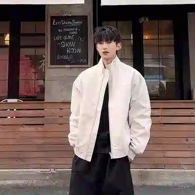 虫小绿 美式教练飞行员外套春秋季潮流常规基础款高级感百搭痞帅硬汉纯色立领上衣廓形三防宽松休闲拉链棒球服夹克 男女同款