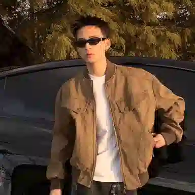 虫小绿 美拉德短款工装做旧外套男春秋水洗潮牌棒球服美式复古哈灵顿拉链休闲上衣夹克 男女同款