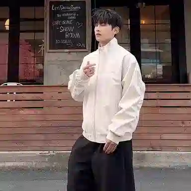 虫小绿 美式教练飞行员外套春秋季潮流常规基础款高级感百搭痞帅硬汉纯色立领上衣廓形三防宽松休闲拉链棒球服夹克 男女同款