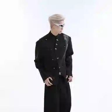 虫小绿 国风新中式泼墨立领金属装饰西服外套春秋季街头潮流时尚百搭西装 男女同款