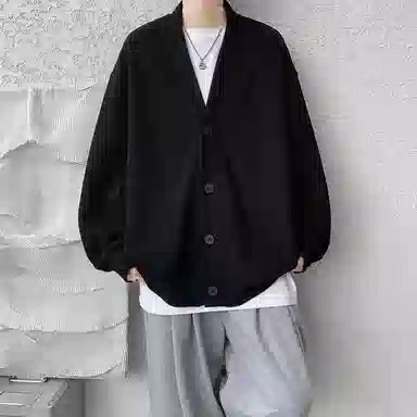 虫小绿 潮牌纯色华夫格开衫外套春秋季日系慵懒风高级感百搭宽松休闲简约夹克上衣情侣款卫衣 男女同款