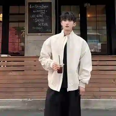 虫小绿 美式教练飞行员外套春秋季潮流常规基础款高级感百搭痞帅硬汉纯色立领上衣廓形三防宽松休闲拉链棒球服夹克 男女同款