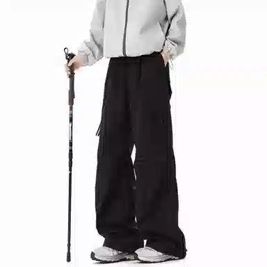 虫小绿 美式户外机能运动裤春秋季潮牌多功能舒适伞兵工装裤痞帅宽松纯色多口袋设计百搭直筒抽绳长裤子休闲裤 男女同款