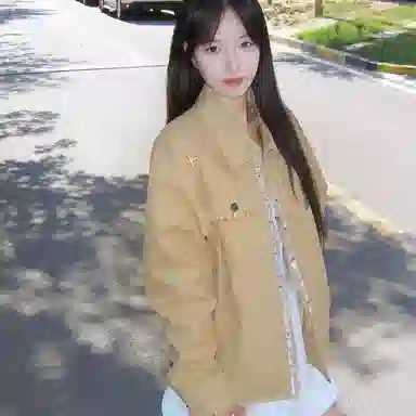 虫小绿 美式复古高级感翻领外套春秋季韩系小众刺绣设计开衫长袖上衣宽松休闲情侣夹克 男女同款