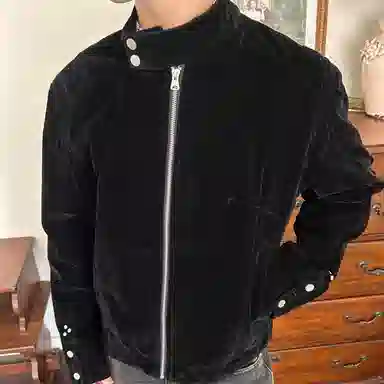 虫小绿 美式春秋季复古绒皮工艺立领哈灵顿短款外套潮流高级感时尚痞帅休闲百搭情侣款上衣夹克 男女同款
