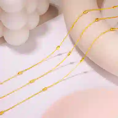 六福珠宝 轻奢小众典雅素链 足金 按克计价 黄金项链 女款