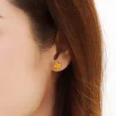 六福珠宝 气质 黄金 玉兰花 耳饰 足金 耳钉 女款