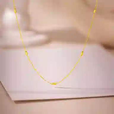 六福珠宝 轻奢小众典雅素链 足金 按克计价 黄金项链 女款