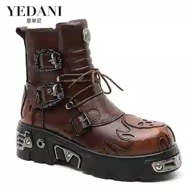 YEDANI Classic Skull Punk Boots
