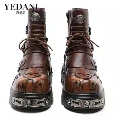 YEDANI Classic Skull Punk Boots