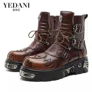 YEDANI Classic Skull Punk Boots