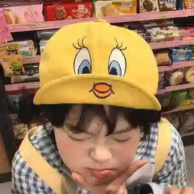 原版高品质帽 尚先生 可爱小黄鸭卡通时尚大头围显脸小户外夏季防晒透气拍照道具帽 棉与涤纶材质帽 时尚鸭舌帽 男女同款情侣款