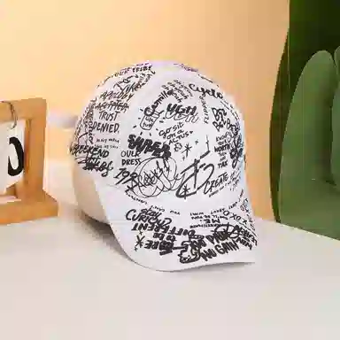 尚先生 四季通用涂鸦印花户外休闲运动大头围显脸小遮阳防晒嘻哈风帽子 棉与聚酯纤维材质 时尚鸭舌帽 男女同款情侣款