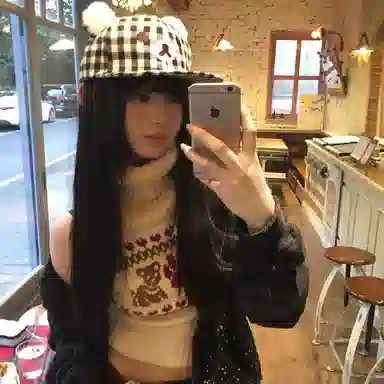 黑白格纹小熊可爱大头围显脸小春夏户外运动休闲遮阳防晒帽 优质纯棉材质 时尚鸭舌帽 男女同款情侣款