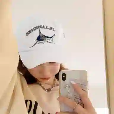 复古鲨鱼刺绣水洗做旧大头围显脸小美式休闲遮阳防晒帽 优质棉质帽 时尚鸭舌帽 男女同款情侣款 丰富色彩任你选