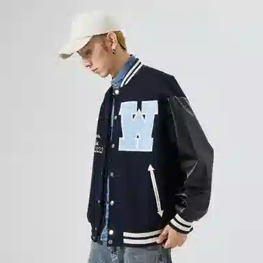 RAP PANDA Embroidered Baseball Jacket Navy