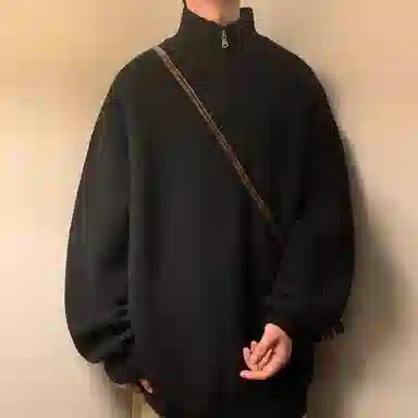 RAP PANDA Half-Zip Sweater Black