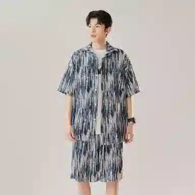 沐诚阳译 冰丝速干痞帅港风复古度假风穿搭情侣专属衬衫套装 活力夏日必备 男女同款 斯里兰卡绿调