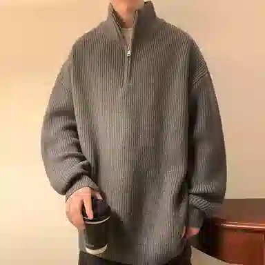 RAP PANDA Half-Zip Sweater Black