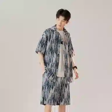 沐诚阳译 冰丝速干痞帅港风复古度假风穿搭情侣专属衬衫套装 活力夏日必备 男女同款 斯里兰卡绿调