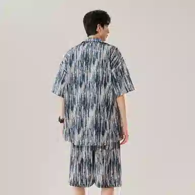 沐诚阳译 冰丝速干痞帅港风复古度假风穿搭情侣专属衬衫套装 活力夏日必备 男女同款 斯里兰卡绿调