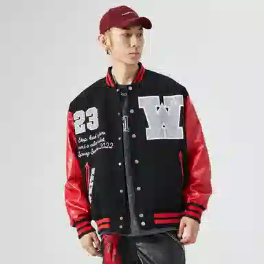 RAP PANDA Embroidered Baseball Jacket Navy