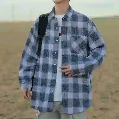 RAP PANDA Washed Gradient Plaid Shirt