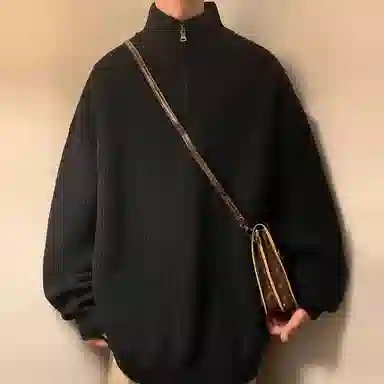 RAP PANDA Half-Zip Sweater Black