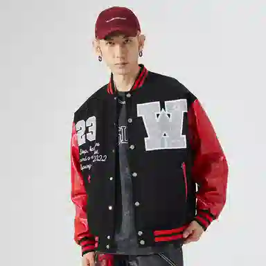 RAP PANDA Embroidered Baseball Jacket Navy