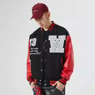 RAP PANDA Embroidered Baseball Jacket Navy