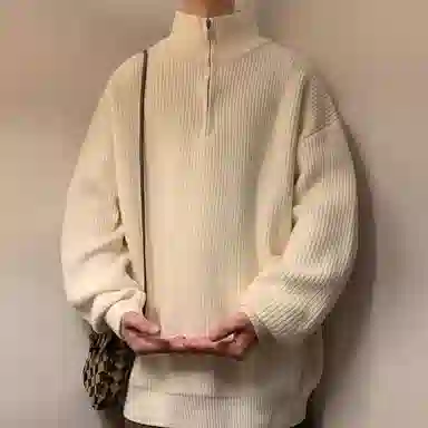 RAP PANDA Half-Zip Sweater Black