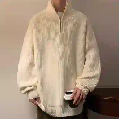 RAP PANDA Half-Zip Sweater Black