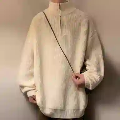 RAP PANDA Half-Zip Sweater Black