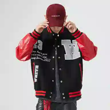 RAP PANDA Embroidered Baseball Jacket Navy