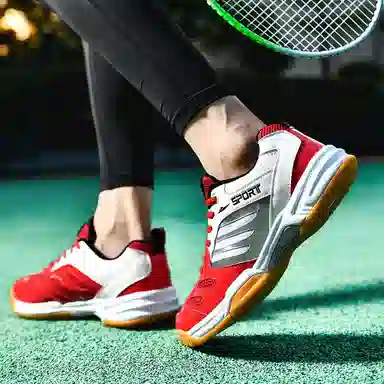 酷丁 时尚休闲个性百搭 减震防滑耐磨透气包裹性轻便回弹 低帮 羽毛球鞋 男款