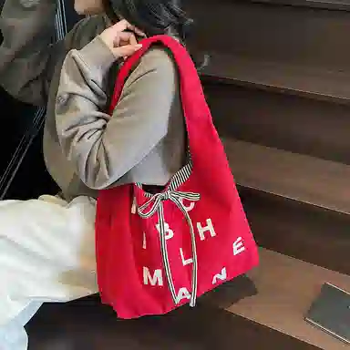 SEVENMOONS Lazy Simple Bow Tote Bag Canvas